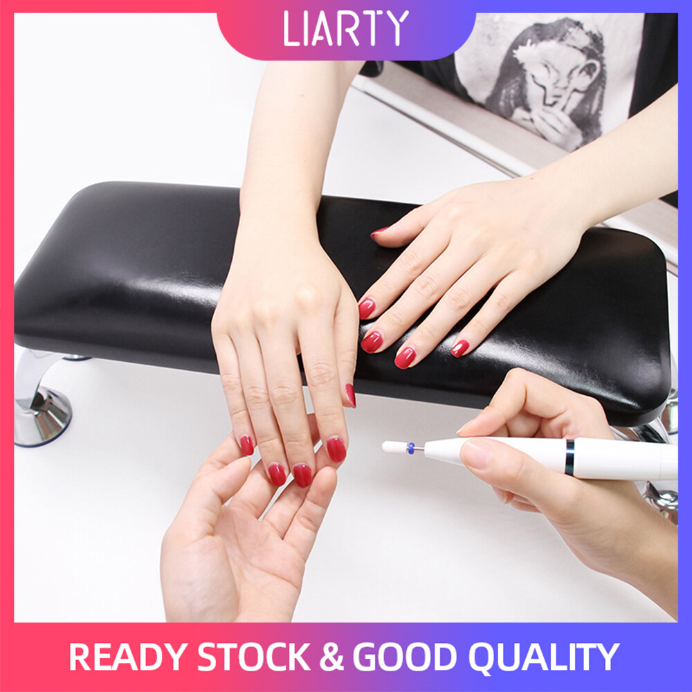 Gambar Stylish Quality Black Genuine Leather Hand Pillow Tripod Rest Manicure Table Hand Cushion Pillow Holder
