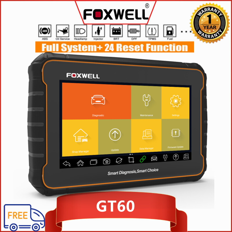FOXWELL GT60 OBD2 Scanner Full System Support 24 Reset Functions Oil/CVT/Injector Coding/TPMS/Gear Learning/DPF/Odometer/EPB/TPS All Car EOBD Code Reader Bluetooth Diagnoctic Scan Tool for Toyota Perodua Proton Honda Professional Full Automotive Scanner ราคา 8,401 บาท*ส่งฟรี