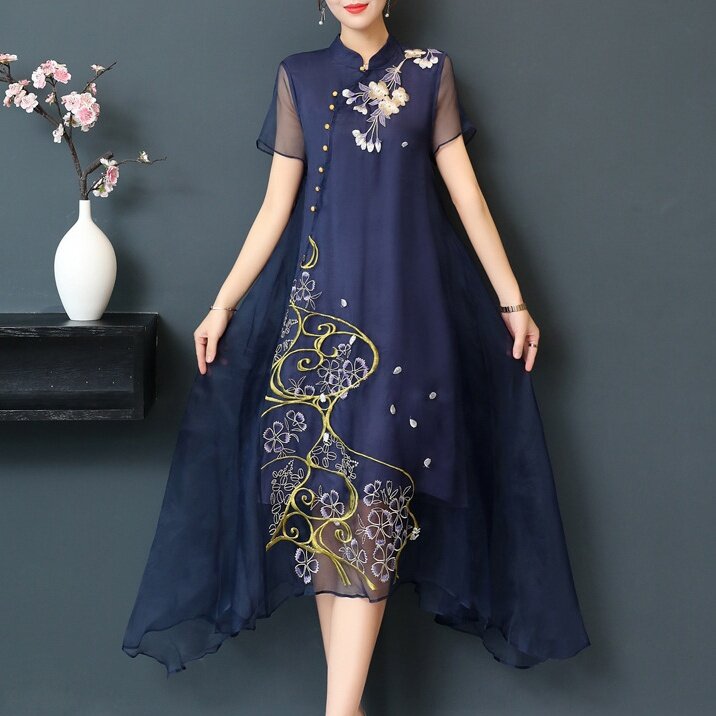 Chinese qipao 2024 dress plus size