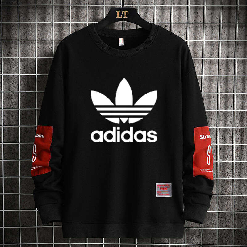 Adidaseˉ áo nỉ chui đầu cotton cho nam áo khoác dài tay cổ tròn