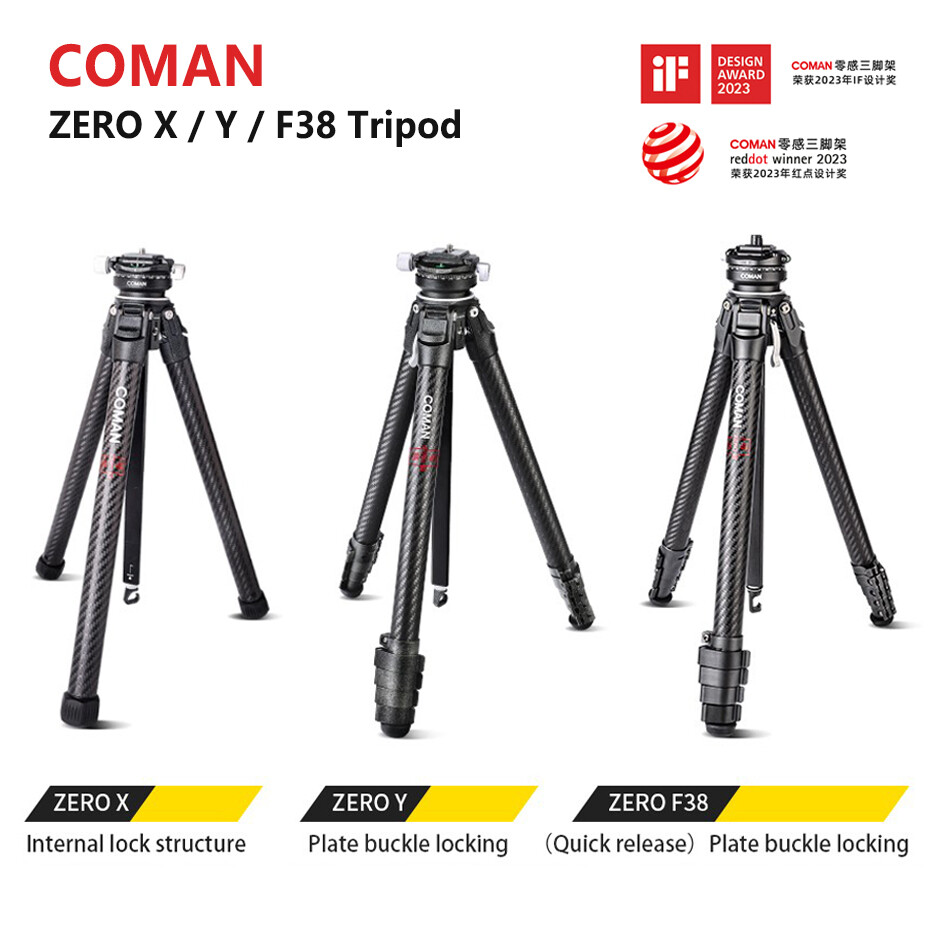 Coman Zero X Zero Y Zero 38 Lightweight Carbon Fiber Camera Tripod SLR Tripod Micro Single Gimbal Professional Camera Holder With Extend 1/4 Screw 360 Adjustable With Ballhead Tripod Head ราคา 9,275 บาท*ส่งฟรี