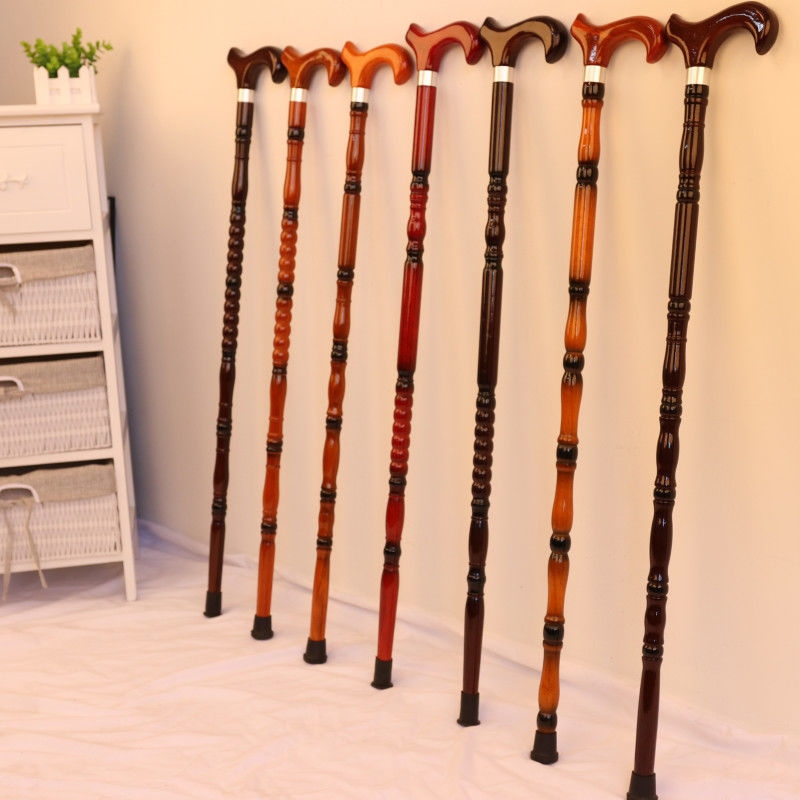Gambar Antiskid stick to the old old man cane wood stick wood leading a crutch to help implement the elderly birthday gift