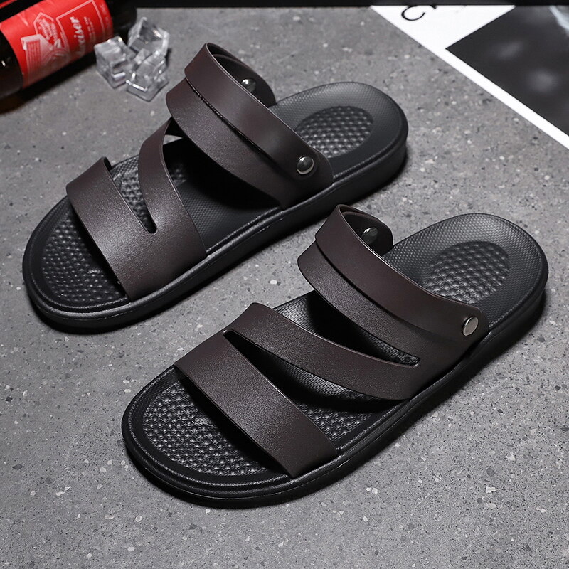 Men's rubber non-absorbent sandals summer new men's beach sandals dual-use non-slip soft sole men's casual sandals - 3