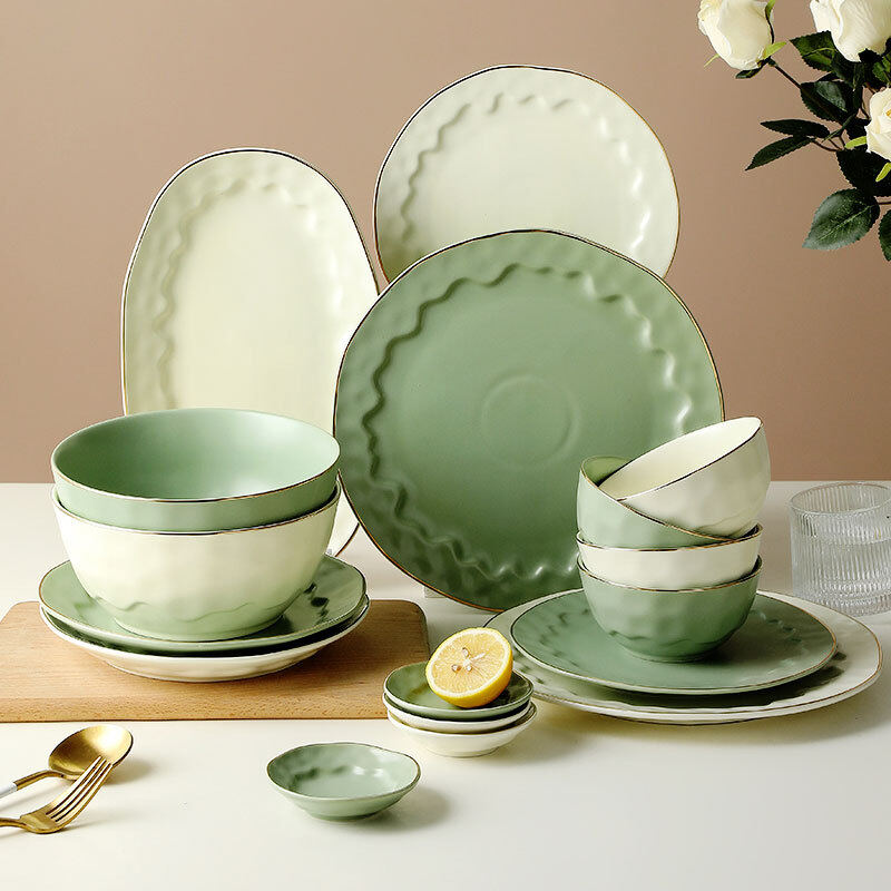 Gambar Dishes Set Home High quality Phnom Penh Snow Ceramic Tableware Bowls and Chopsticks Combination