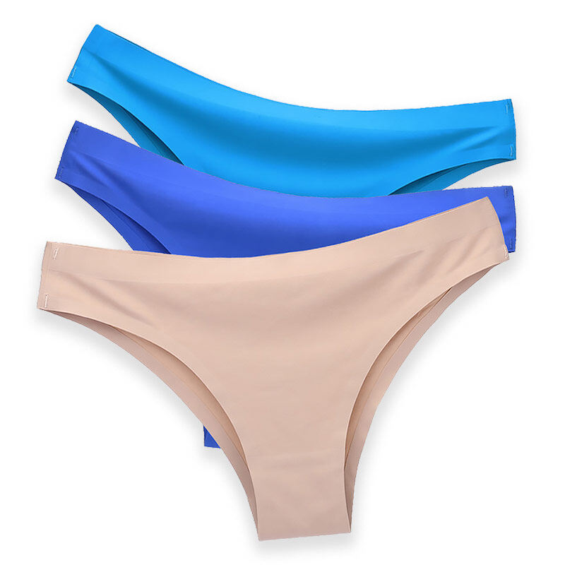 Fashion Women Seamless Ice Silk Panties Solid Color Sexy Girls Underwear  Soft High Quality Half Breech Pants S-XL