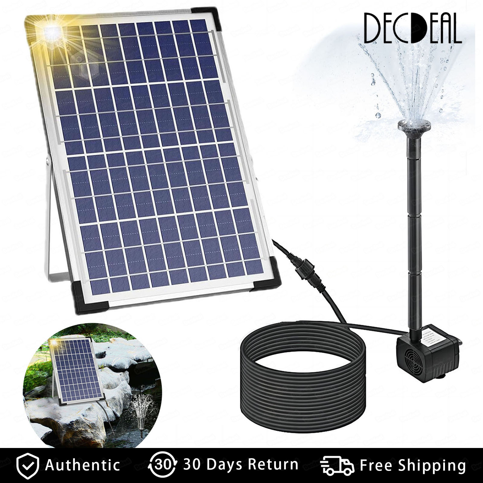 10W Solar Fountain Pump with Large Solar Panel 3 Nozzles Max. Water Height 200cm for Bird Bath Fish Tank Small Pond Garden Decoration ราคา 1,032 บาท*ส่งฟรี