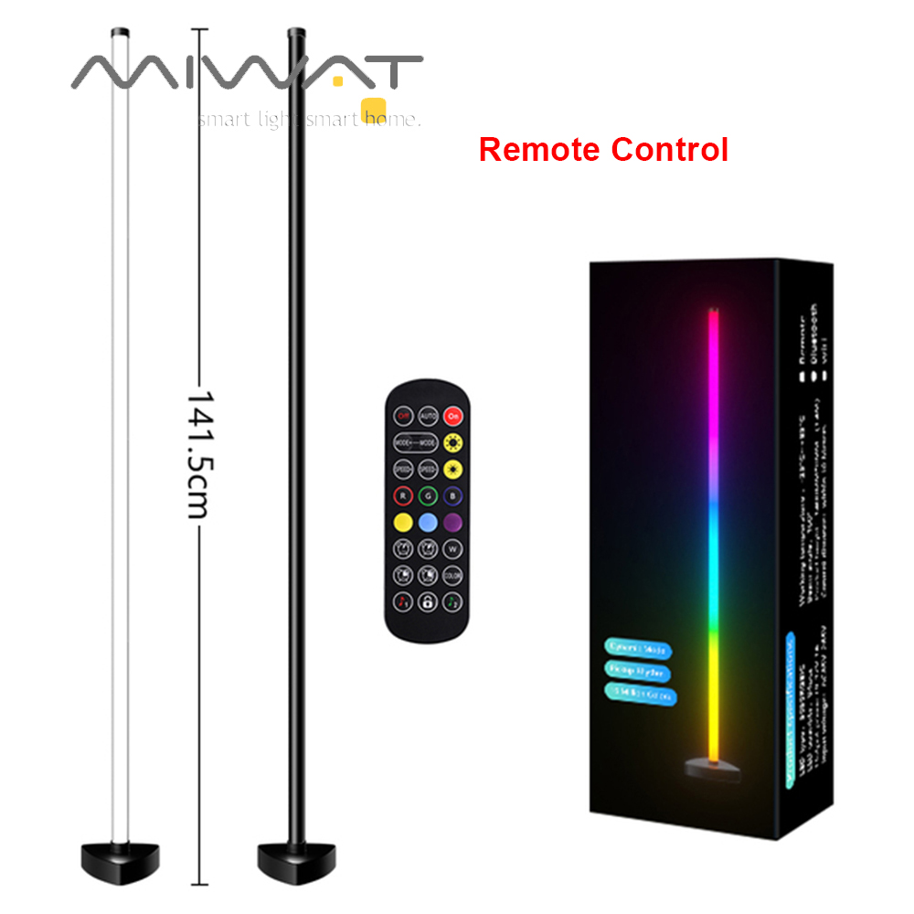 MIWAT LED Nordic Floor Lamp Dimmable 142cm/4.65ft Height RGB Stand Light DIY Standing Lamp For Living Room Remote Control Bedside Lamp 落地灯