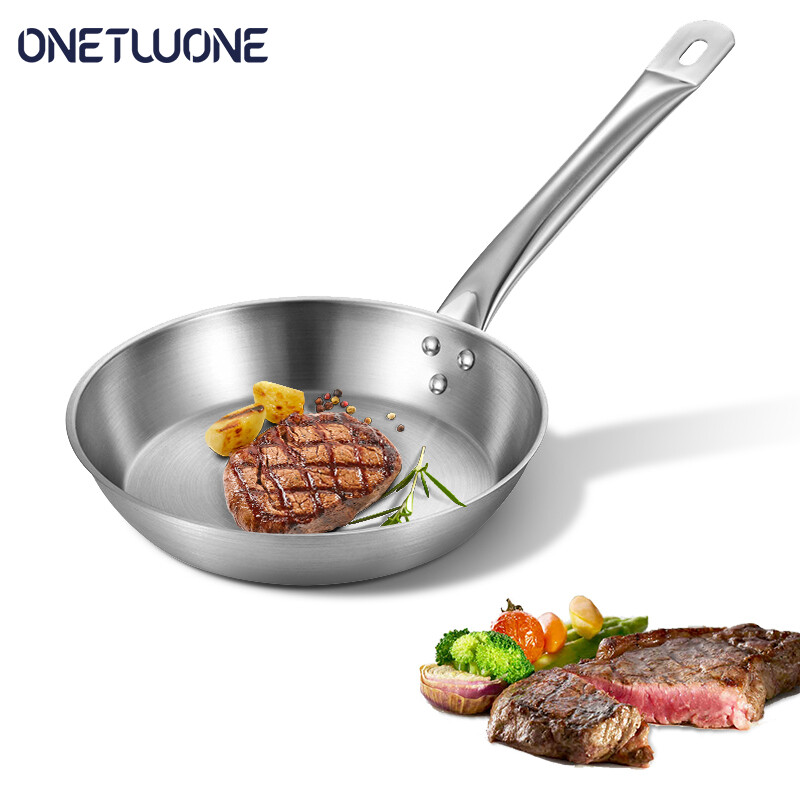 Onetwone Stainless Steel Frying Pan 26/28/30cm Flat Pan Composite Bottom Steak Egg Pan Non-stick Uncoated Pot Gas Induction Cooker Roast Skillet Kitchen Cookware ราคา 612 บาท*ส่งฟรี