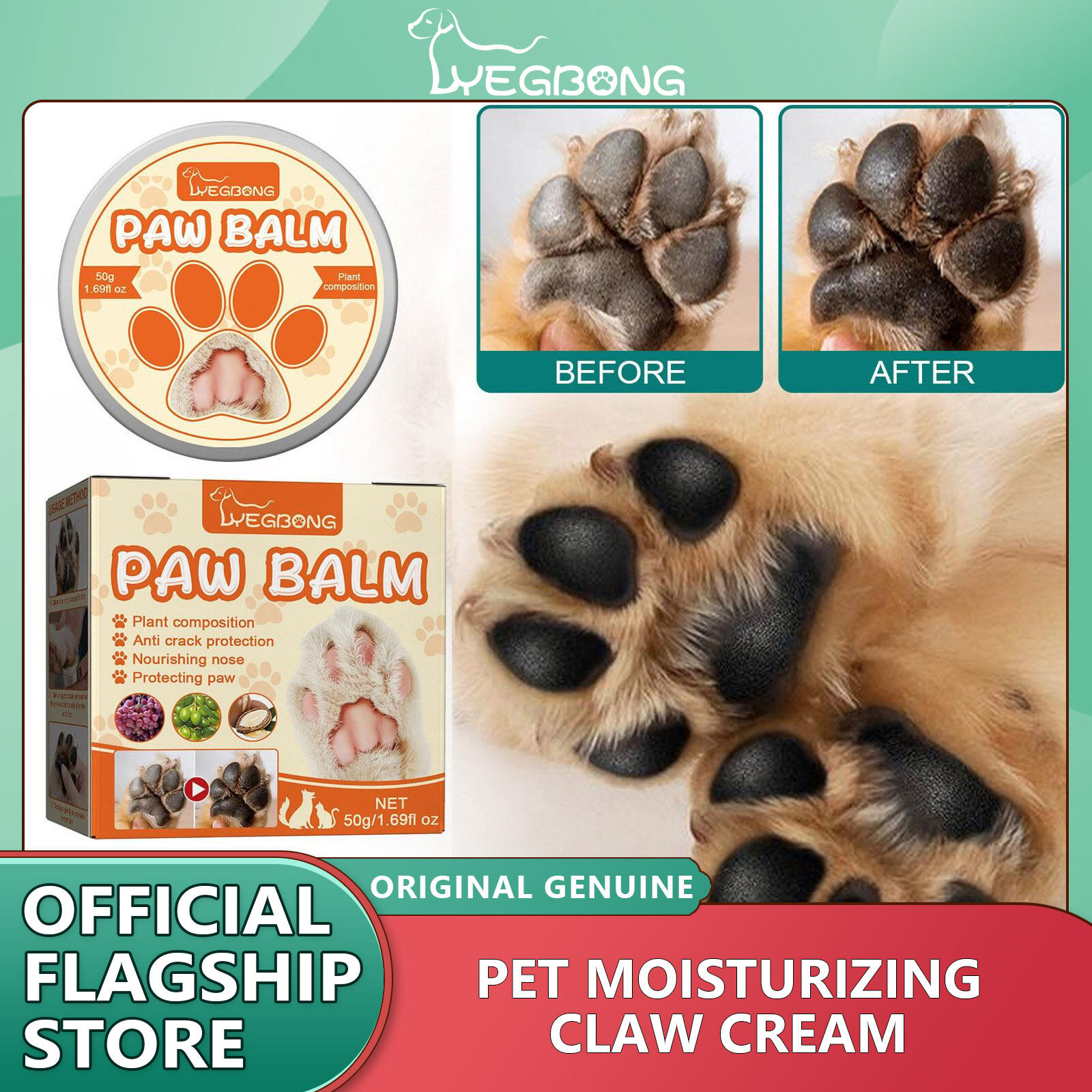 Yegbong Paw Balm Pet Moisturizing Claw Protection Cream Anti Cracking Anti-dryness Dogs Cats Foot Care Wax Protector Cream Pet Supplies Dog Paw Balm Pet Moisturizing Paw Cream Natural Dog Cat Paw Wax For Dry Paws & Nose Pet Paw Balm Dogs Paw Protectors ราคา 157 บาท*ส่งฟรี