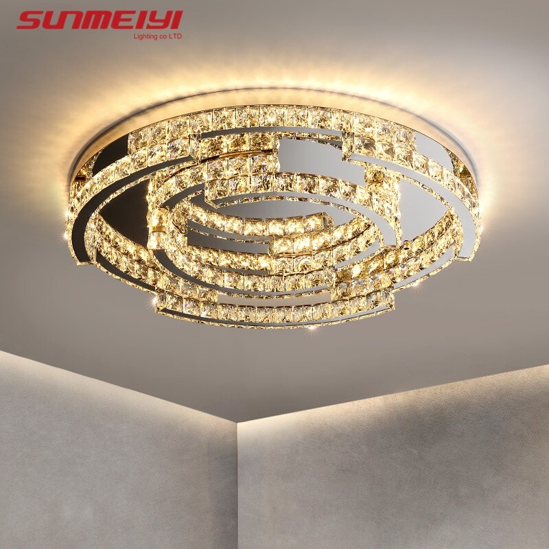 SUNMEIYI Luxury K9 Crystal Led LED 3 Color Ceiling Lamp Round Ceiling Lights For Luxury Kitchen Dining Living Room Bedroom Home Deco Fixture ราคา 4,844 บาท*ส่งฟรี