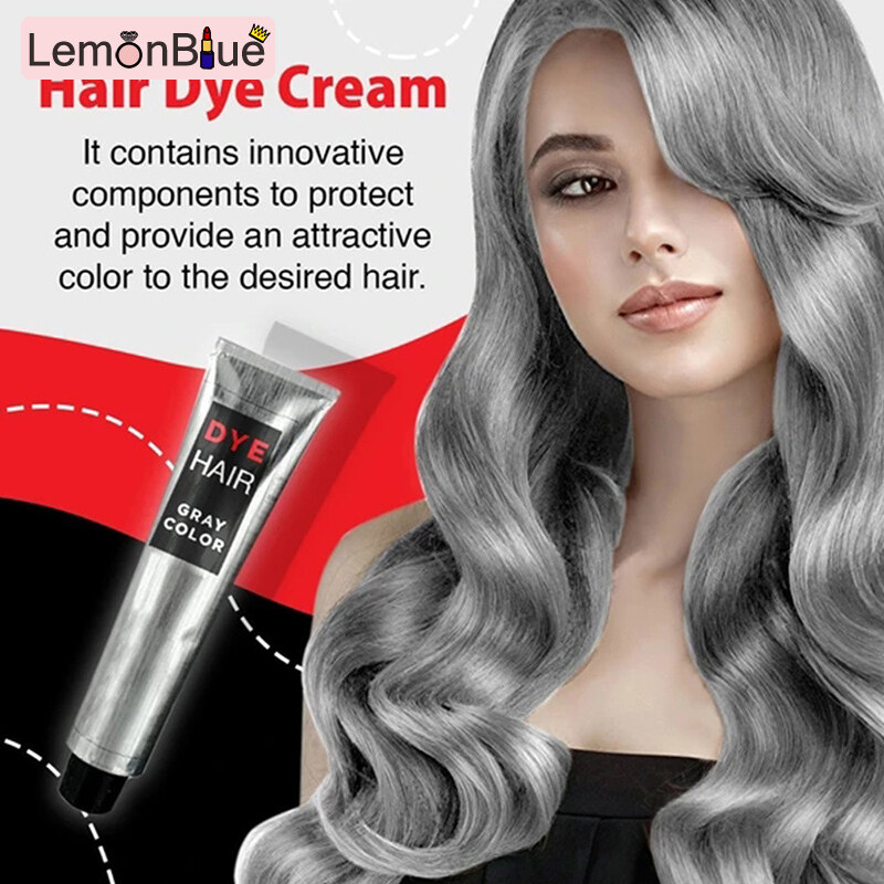 Gambar LemonBlue Hair Dye Cream Permanent Hair Coloring Cream Styling Tools for Women Men 100ML Gray Color