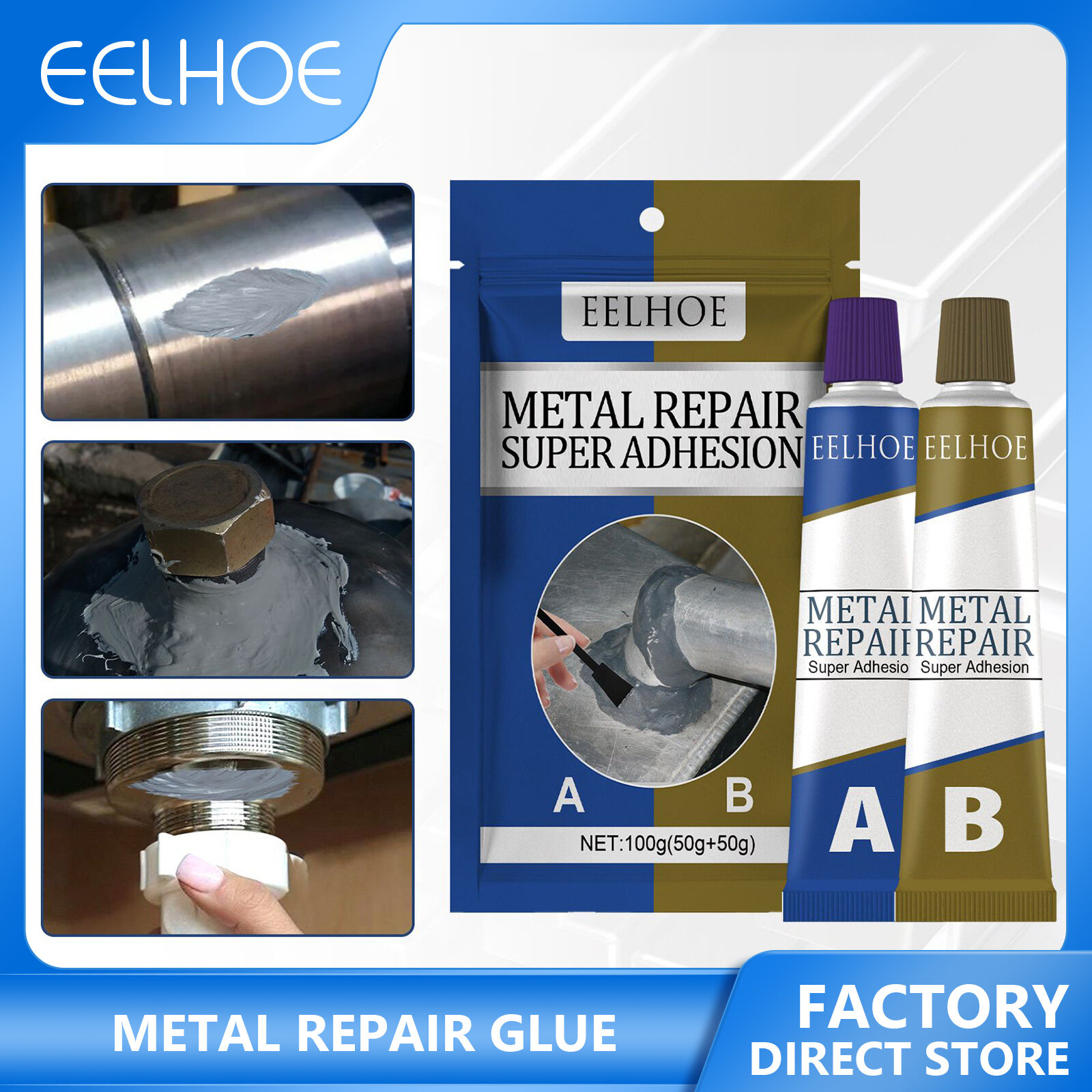 AB Glue High Temperature Metal Repairing Adhesive Crackle Repair Welding Industrial Quick Drying DIY Special Leakage Super Glue Metal Repair Paste 2 In1 Industrial A&B Caster Glue Heat Resistant Sealant Cold Weld Defect Repair Agent Glue 20/50/100g ราคา 171 บาท*ส่งฟรี