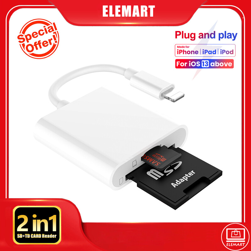 Apple Đầu đọc thẻ cho iPhone iPad SD TF 2 trong 1 sét máy ảnh chuyển đổi bộ chuyển đổi cáp OTG
