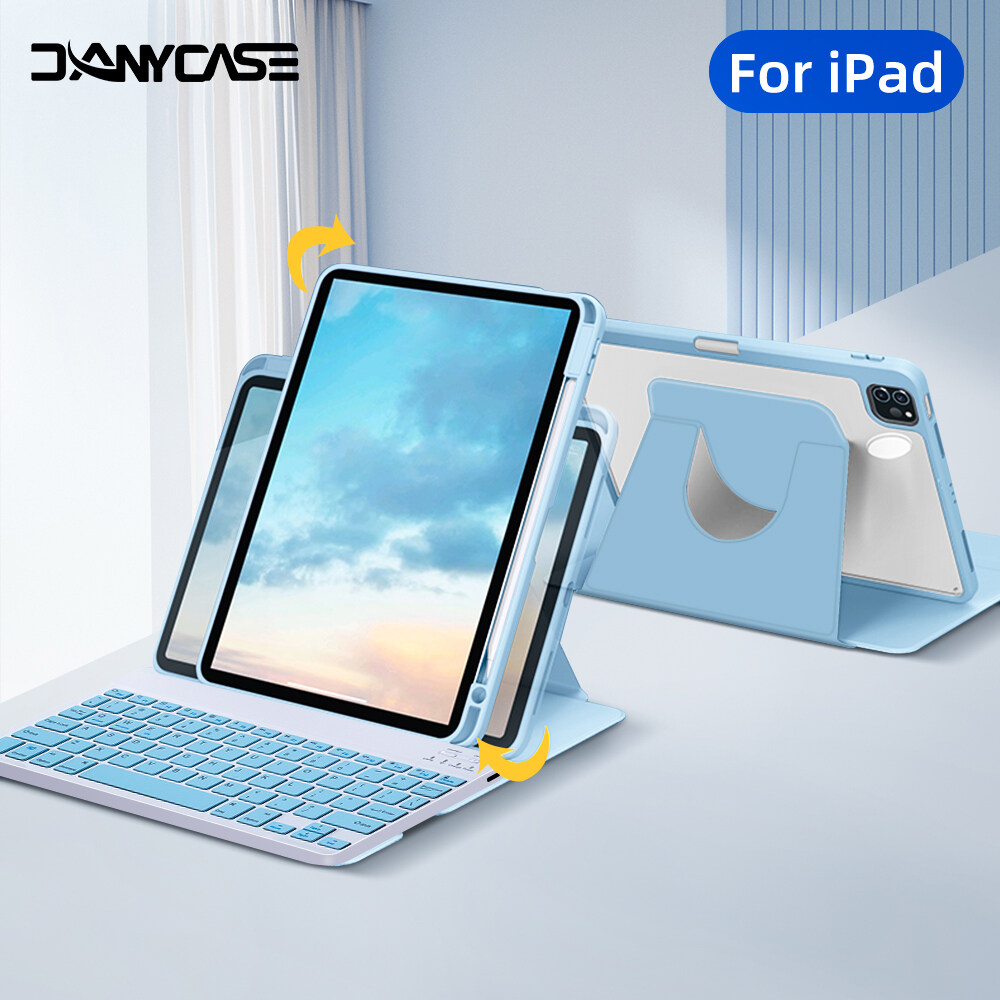 Vỏ bàn phím xoay cho Pro 11 Air 11 M2 M3 Air 4 Air 5 10.9 cho iPad thế hệ thứ 10 11 (A16) 7/8/9th Ge