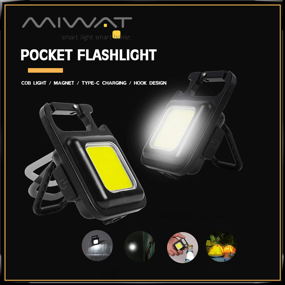 Miwat đèn pin led đèn làm việc đèn pin bỏ túi cầm tay sạc usb cho cắm trại ngoài trời câu cá cob đèn móc khóa