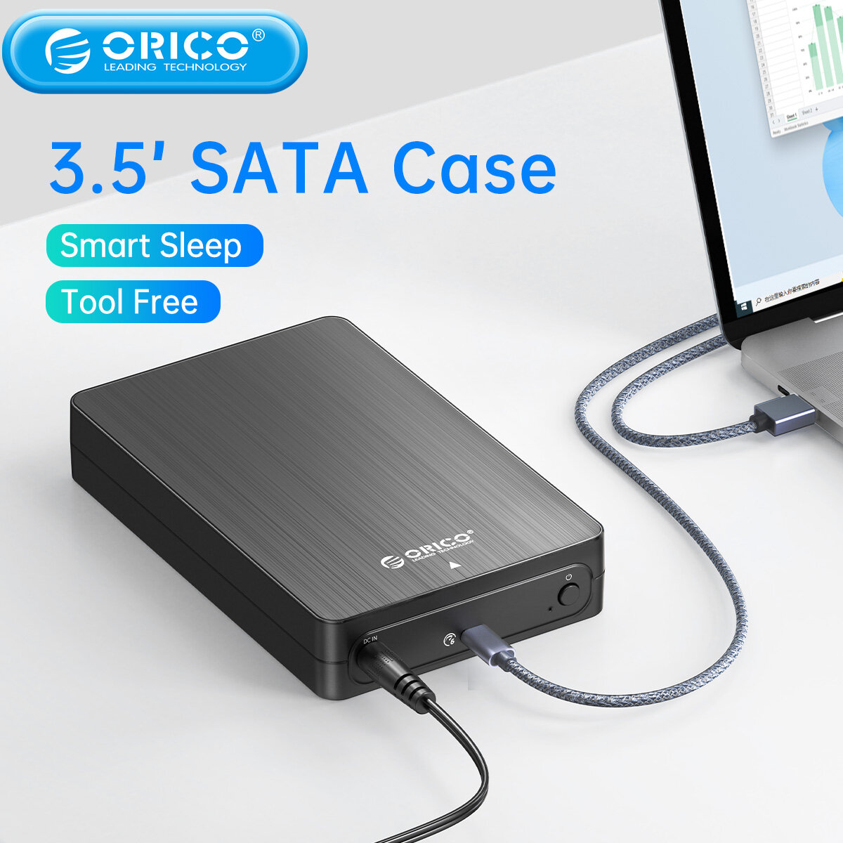 Orico 3.5 inch vỏ hdd sata sang usb c 6gbps vỏ ổ cứng ngoài cho 3.5 inch vỏ ổ hdd với 12v bộ chuyển đổi điện