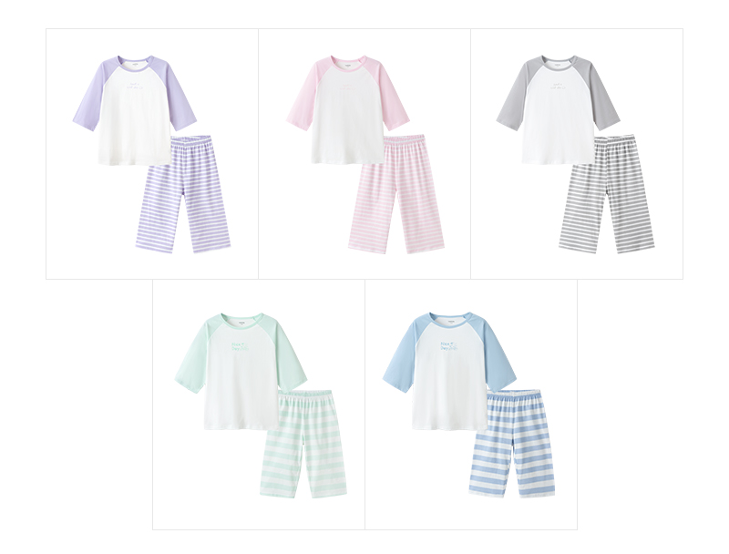balabala Children Pajama Set Summer Thin Air Conditioning Clothing For Boy And Girl Home Clothing Little And Big Kids Parentchild Matching
