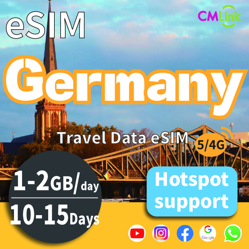 Germany eSIM: Unlimited Data for 10 or 15 Days 2GB per Day. Countries Covered:Netherlands, France, Spain, Italy, United Kingdom, Germany, Portugal .High-Speed Data for Travel Prepaid 4G/5G LTE (QR Code Sent to Your Email) Harga 74 Ringgit*Penghantaran Percuma