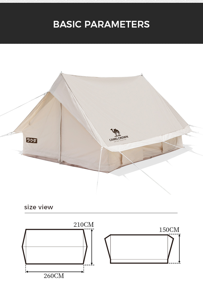 CAMELCROWN Extend 3-4 Person Large Area Outdoor Waterproof Sun Shelter Hiking Traveling Cotton Tent
