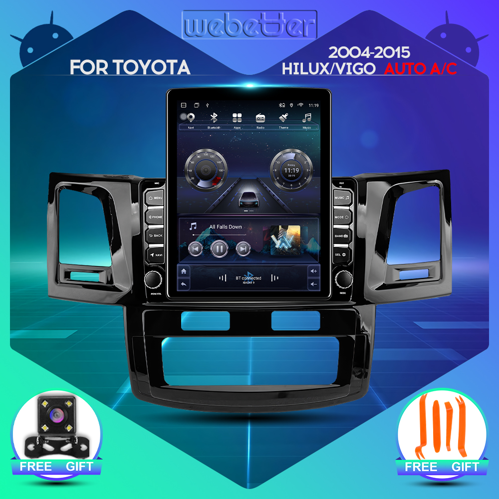 WeBetter TopNavi Android 8Core IPS 9.7inch Vertical Screen Car Radio Audio Video Stereo Player For Toyota Hilux Fortuner Vigo Auto A/C 2004-2015 With 4G CarPlay DSP BT WiFi Rear View GPS Navigation ราคา 9,717 บาท*ส่งฟรี