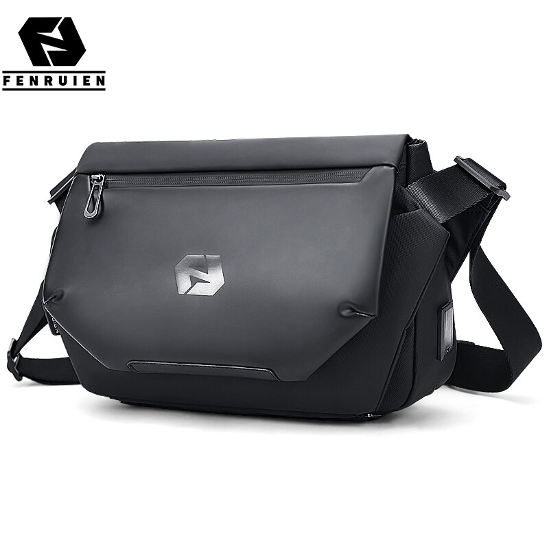 FENRUIEN Waterproof Crossbody Bag Men Chest bag Black Shoulder Bag