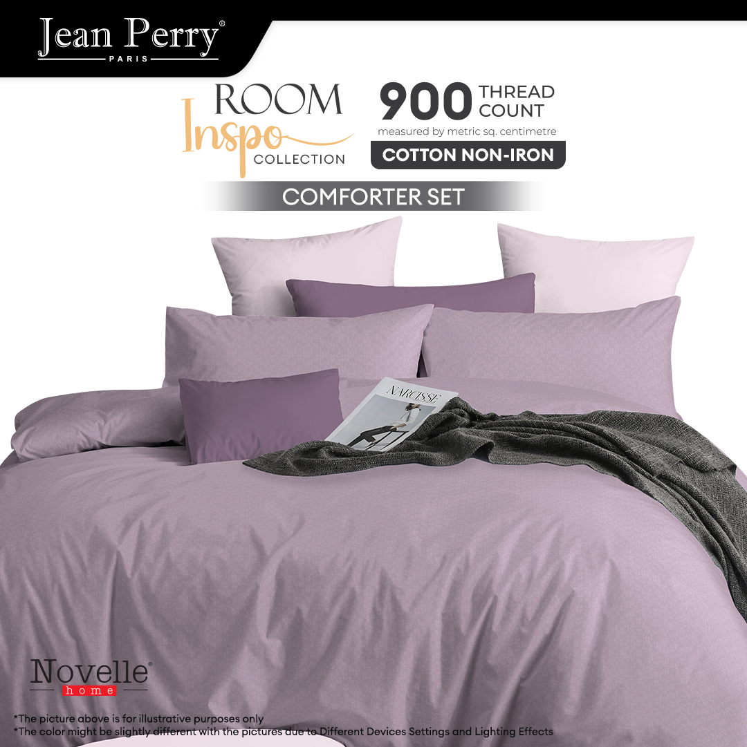 Jean Perry - Novelle Room Inspo Comforter Set - Cotton Non-Iron 900TC Soft & Easy Care Bedding (Super Single / Queen / King)