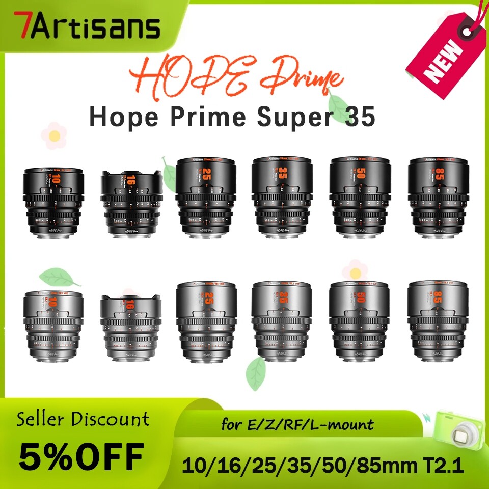 7artisans Super Hope Prime T2.1 Cinematic Video Lens 10mm 16mm 25mm 35mm 50mm 85mm T2.1 For Sony E Canon RF Fuji XF M43 - ยี่ห้อ 7artisans ราคา 13,549 บาท*ส่งฟรี
