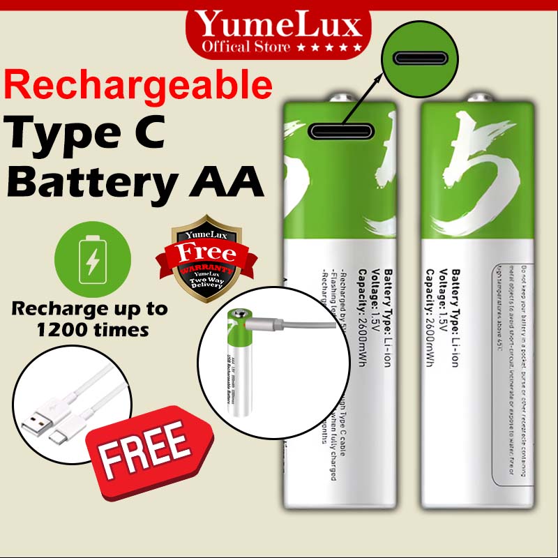 8pcs AA/AAA USB Rechargeable Lithium Batteries 1.5V With Cable & Storage Box – 2030 Expiry