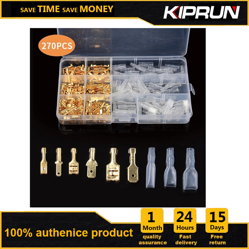 [Hàng Có Sẵn] KIPRUN 270 Cái Đầu Nối Càng Cua Đực Cái Khối Thiết Bị Đầu Cuối Uốn Dây Với Ống Bọc Cách Điện Bộ Phân Loại 2.8Mm 4.8Mm 6.3Mm