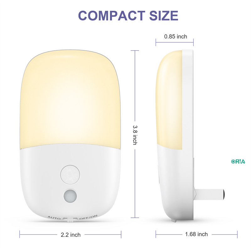 ORIA Plug-in Night Light Dimmable LED Night Lamp with Dusk to Dawn Auto ON/OFF Lighting Sensor Soft Eye-protective Wall Light for Chirldens Room Stairs Hallway Bedroom Basement