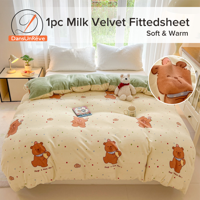 Dansunreve Sữa Nhung Duvet Bìa Chất Lượng Cao Capybara/Bơ Gấu Quilt Bìa Với Dây Kéo Duy Nhất/Nữ Hoàng/Vua