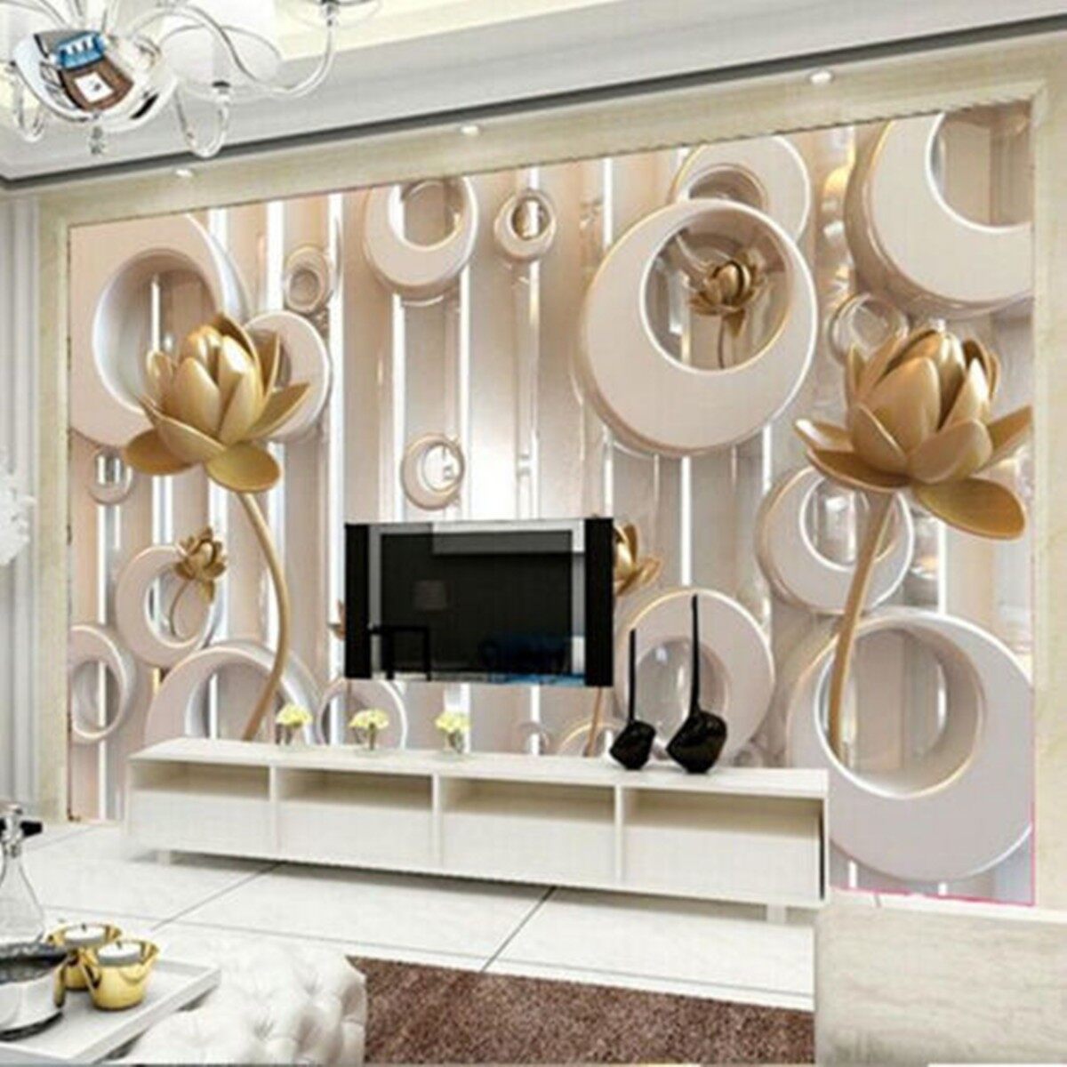 3D Wallpaper Livingroom Decal Mural Roll Modern Embossed Luxury