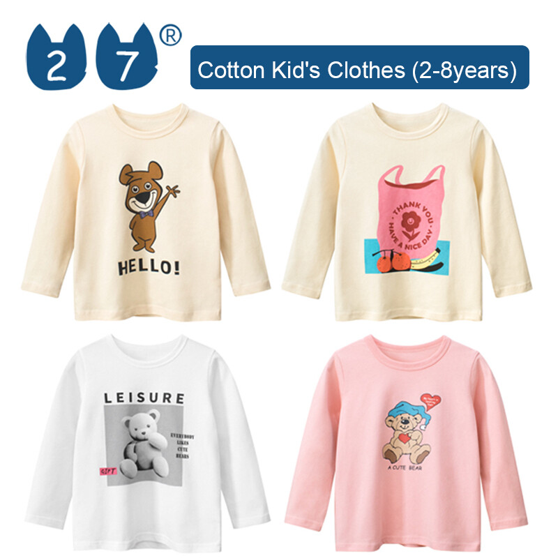 27Kids Store Child's Long sleeves T-shirt girls tops Baby Girls Boys (1Y-8Y) 2023 for kids Spring pretty Cute clothes ราคา 222 บาท*ส่งฟรี