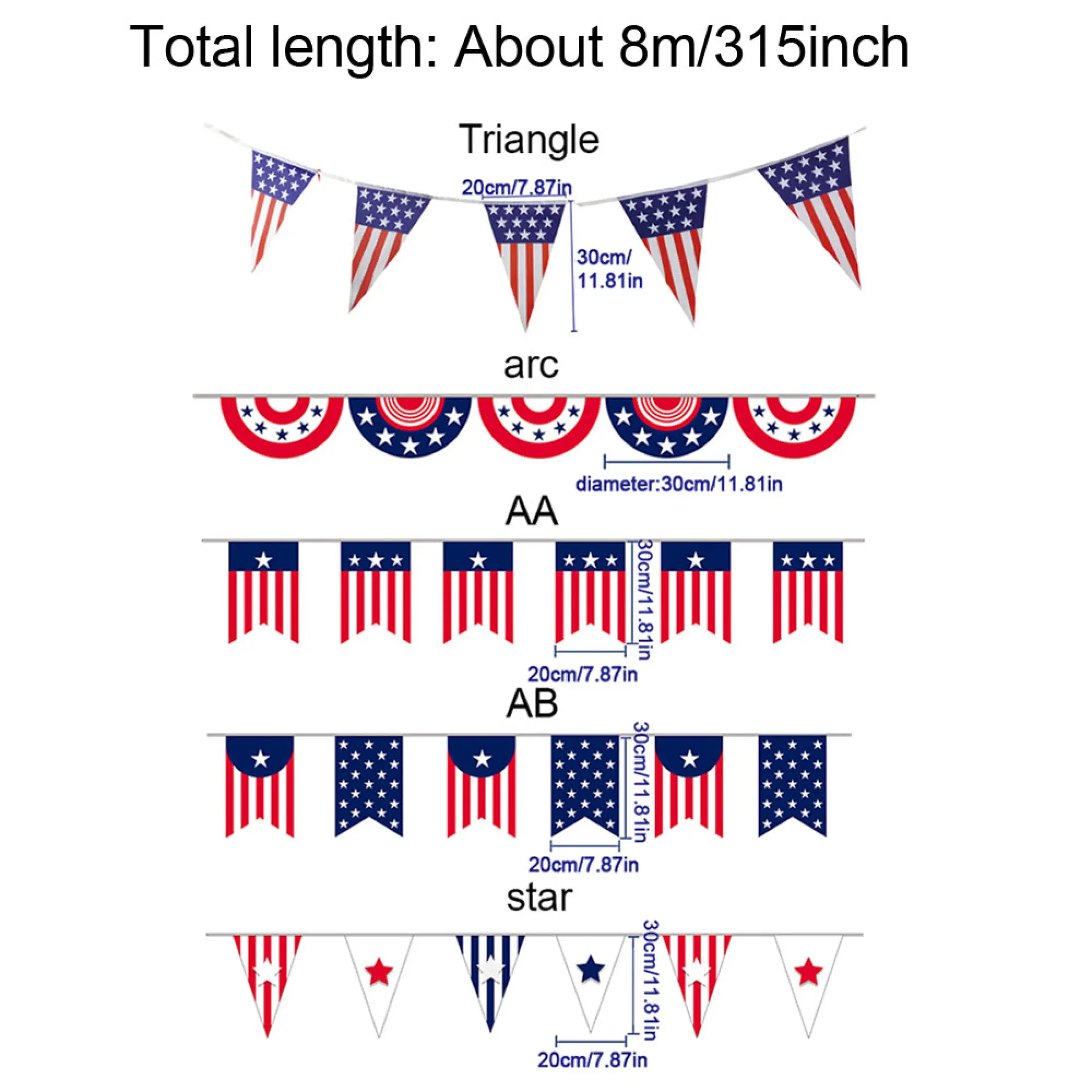 Hanging Party Bunting Star Spangled Decorative American Independence Day Event Home Outdoor Garden Festival String Flag Lazada Singapore