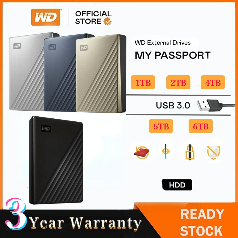WD หนังสือเดินทางของฉัน™ฮาร์ดไดร์ฟพกพาสะดวกภายนอก HDD (1TB / 2TB / 4TB / 5TB / 6TB) ราคา 4,251 บาท*ส่งฟรี