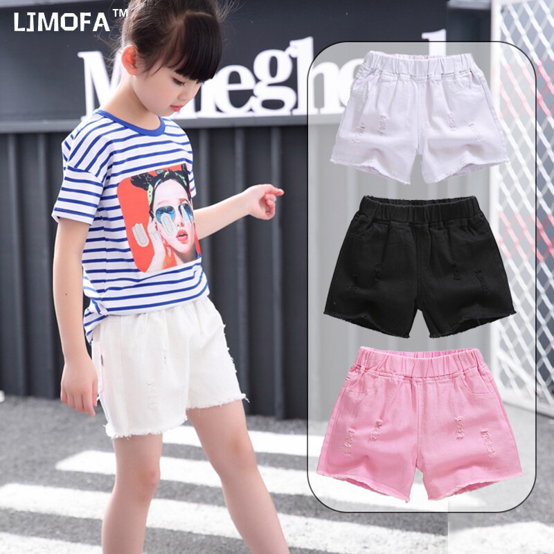 Ljmofa Quần short bé gái quần đùi quần soóc mỏng và thiếu niên thoáng khí mùa hè cotton 3-14 tuổi Quần nóng bỏng màu quần áo trẻ em nhỏ