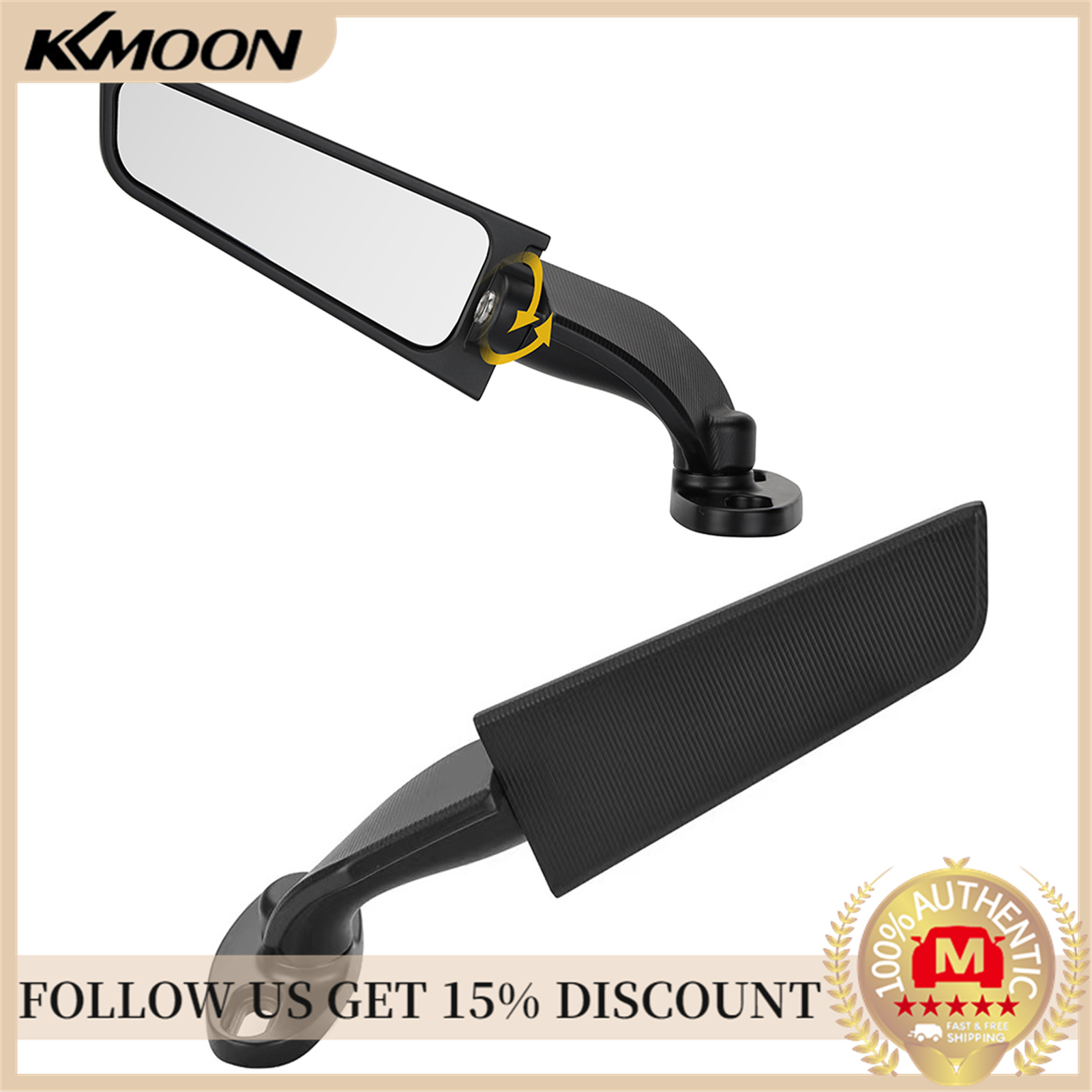 Aumotop cặp gương chiếu hậu cánh gió thông dụng điều chỉnh được cho xe máy gương chiếu hậu cánh gió hợp kim nhôm đúc có thể điều chỉnh