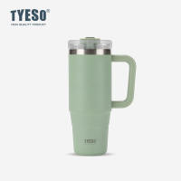 TYESO แก้วน้ำกันความร้อนแบบสุญญากาศ TS-8866 TS-8868พร้อมที่จับเก็บความเย็นร้อนอเนกประสงค์พร้อมหูหิ้วทำจากฟาง