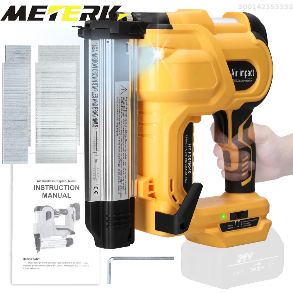 Meterk Versatile Cordless Nailing Machine Electric Stapler Woodworking Nailer - Includes 200pcs 32mm and 200pcs 50mm Nails