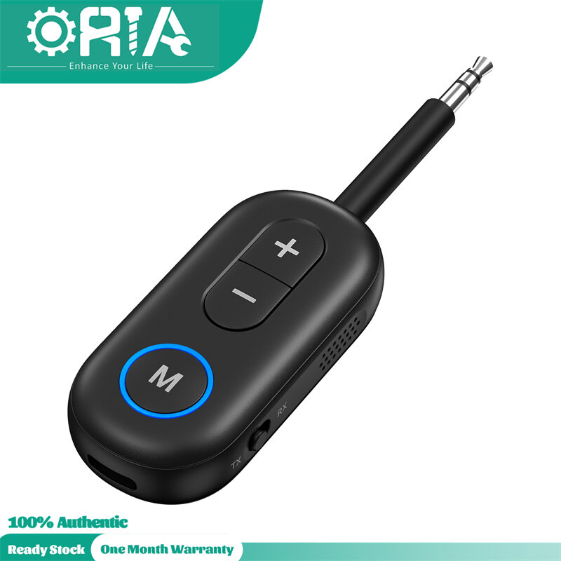 ORIA 2 in 1 Bluetooth 5.3 Transmitter Receiver for Airplane TV Headphone Speaker PC, 3.5mm AUX Wireless Audio Adapter Bluetooth Audio Adapter for Car/Home Stereo/Theater/in-Flight ราคา 222 บาท*ส่งฟรี