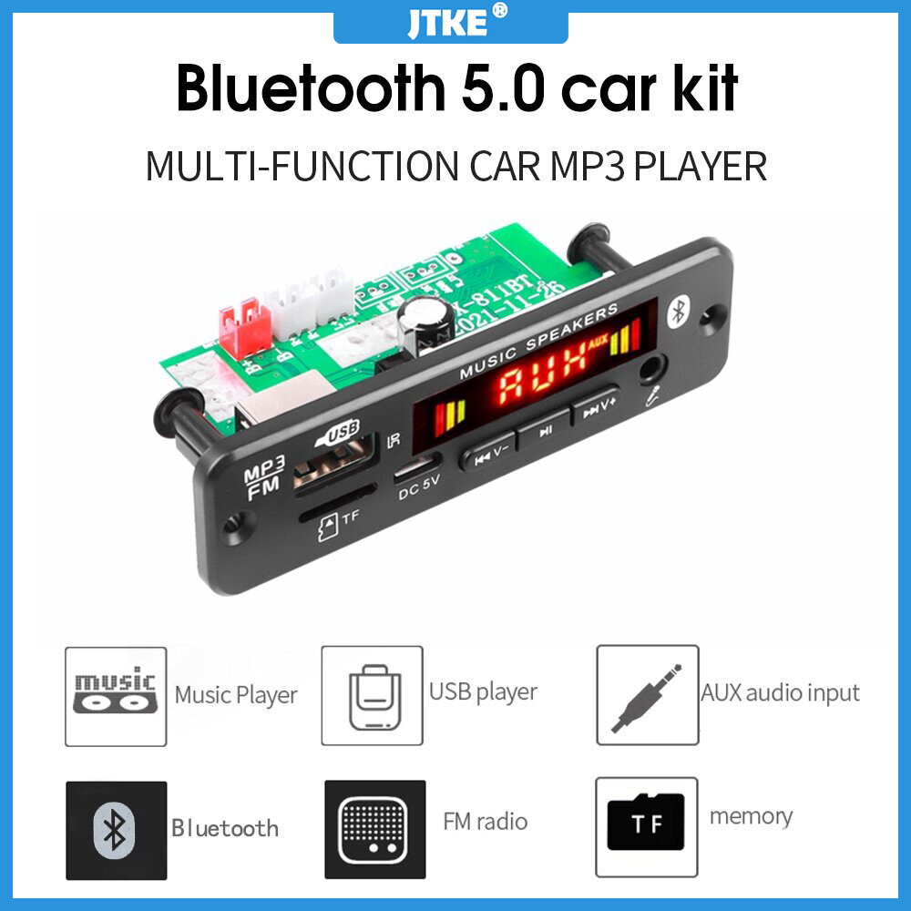Bộ khuếch đại 2*20w/40w/60w máy nghe nhạc mp3 bluetooth 5.0 bảng giải mã wav mô-đun radio fm xe hơi 12v hỗ trợ tf usb aux ghi âm cuộc gọi rảnh tay