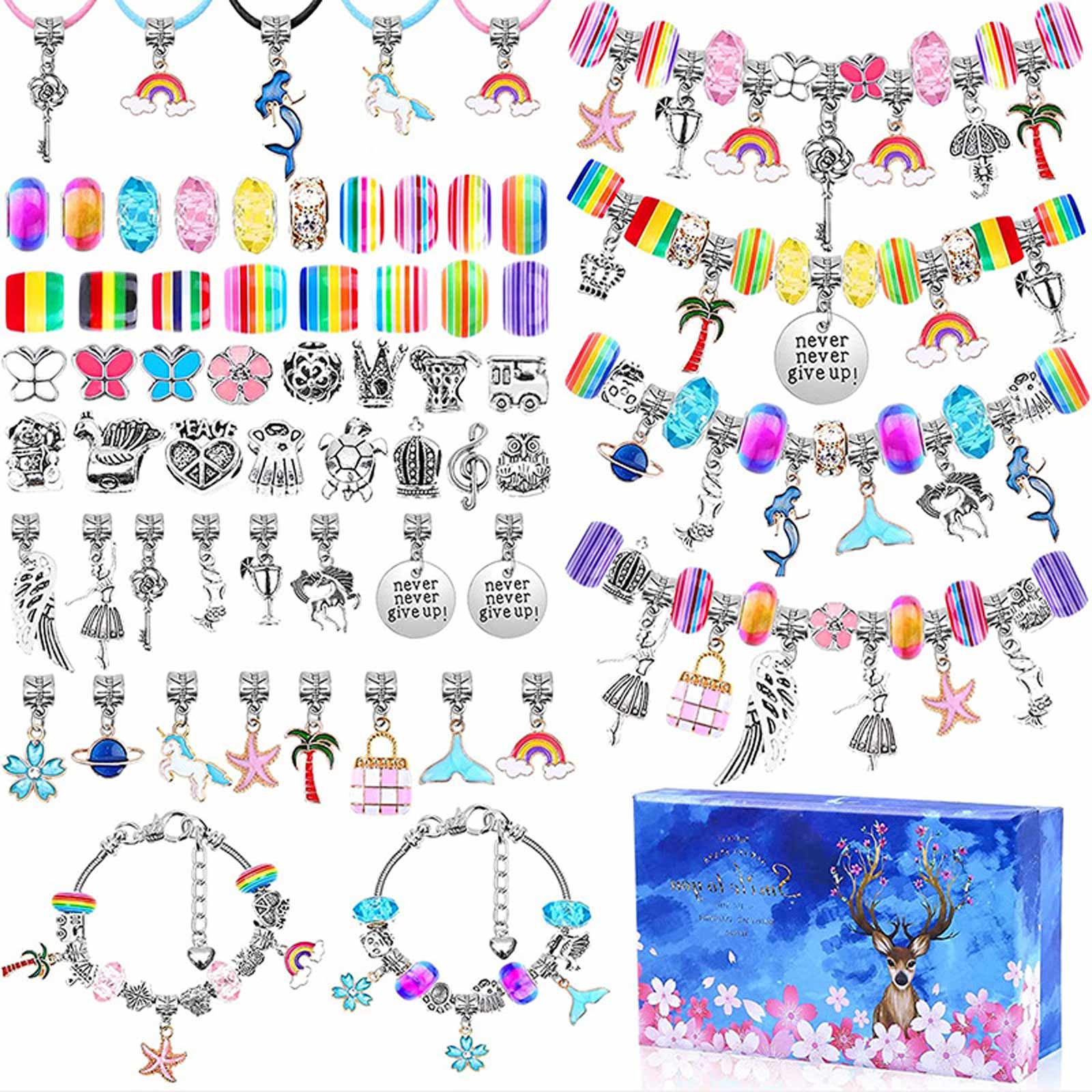 Charm Bracelet Making Kit 112Pcs DIY Necklaces Jewelry Making Kit with Gift Box Bracelet Making Supplies Beads Craft for Girls Women Valentines Birthday Christmas Anniversary Gift ราคา 309 บาท*ส่งฟรี