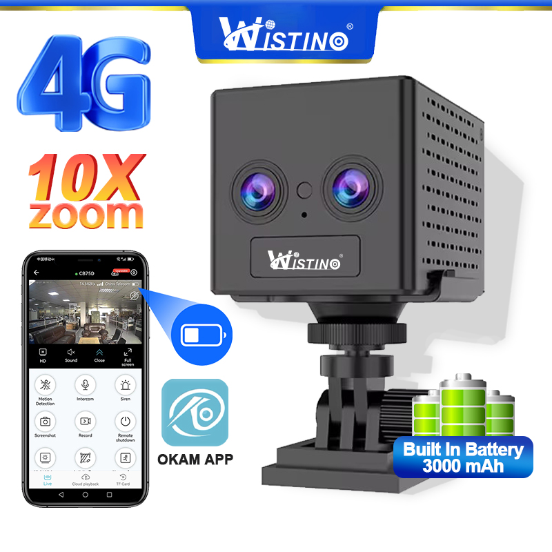 Wistino Dual Lens 10x Zoom Indoor 4g Mini Camera Motion Detection Two Way Audio Infrared Night Vision Baby surveillance Monitor OKAM APP ราคา 1,817 บาท*ส่งฟรี
