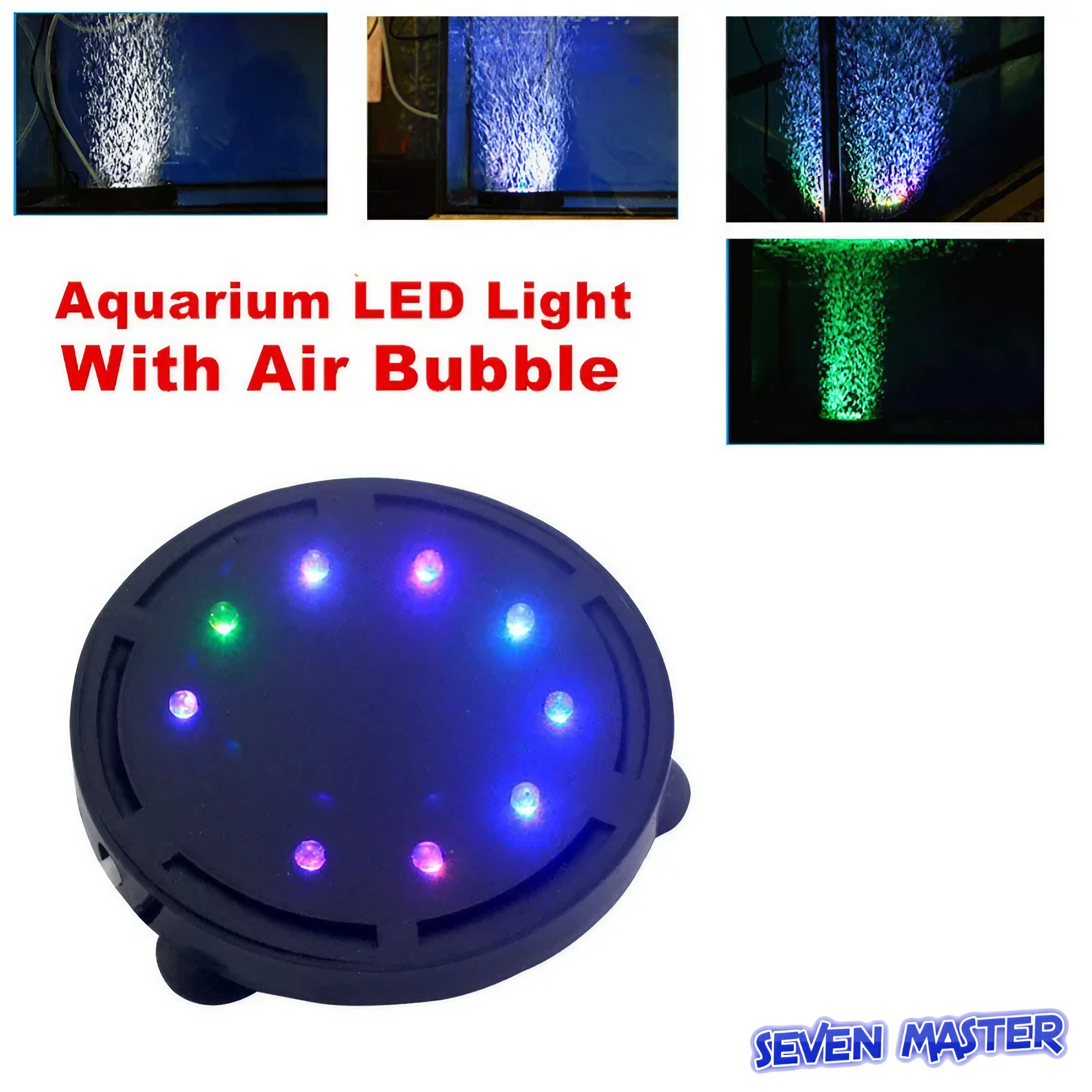 Seven master trang trí hồ cá 7 đèn đổi màu 12 đèn led máy bơm không khí nhiều màu chống nước đèn bể cá