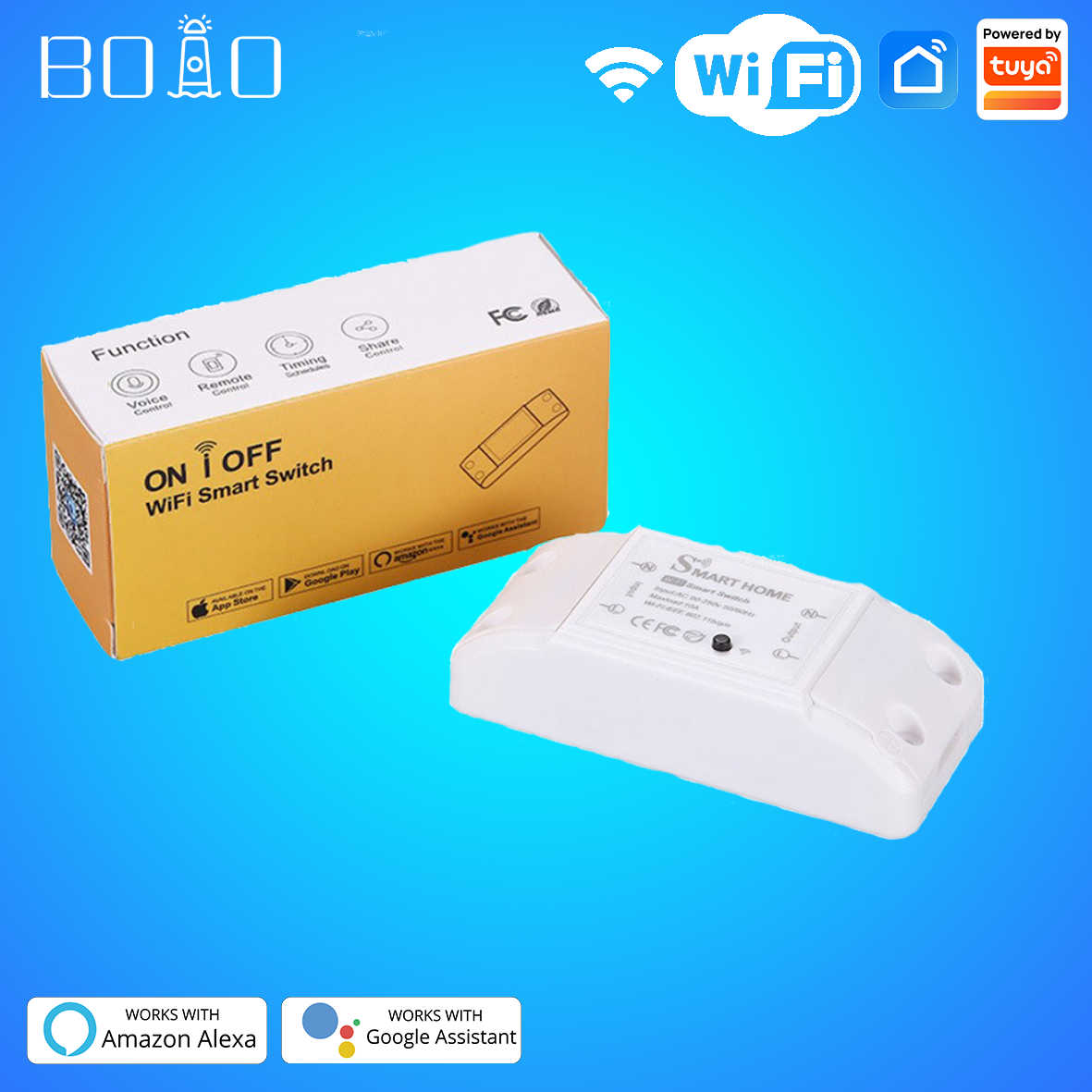 Boio tuya công tắc đèn thông minh wifi bộ ngắt thông dụng bộ hẹn giờ điều khiển từ xa không dây hoạt động với tuya và ứng dụng smart life điều khiển bằng giọng nói bằng alexa và g oogle home