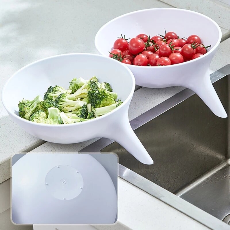 Gambar Kitchen Tools Sink Strainer Drain Plastic Fruit Vegetable Washing Basket Drainer Creative Food Colander Baskets Filter Shelf