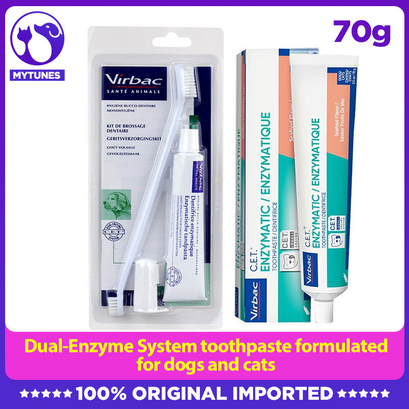 Virbac C.E.T. Bộ dụng cụ vệ sinh uống, 2 bộ chi tiết, bàn chải đánh răng và kem đánh răng cho chó và mèo