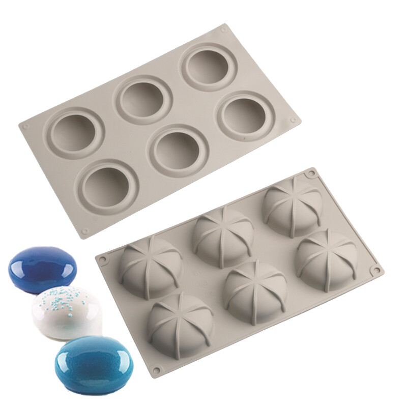 Khuôn Xà Phòng Tròn Thủ Công 6 Khoang Khuôn Bánh Silicon Dụng Cụ Làm Bánh Mousse Cấp Thực Phẩm