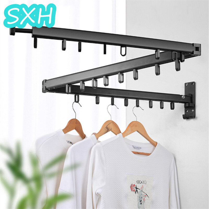 Sxh giá treo quần áo bằng kim loại có thể lật lên thanh phơi quần áo ban công gắn tường giá phơi quần áo gấp gọn gia dụng giá phơi quần áo & giá phơi