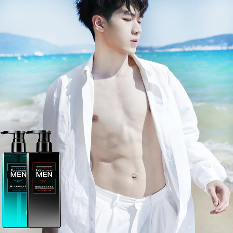 Gambar [1000ML] Bath Set Amino Acid Body Wash   Shampoo for Men,ExfoliateI tching Effective Oil Control Stay Cooling Perfume Type Long Lasting Fragrance Acne Remove Mites Refreshing Summer